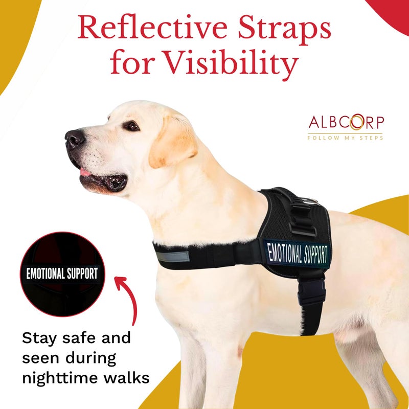 ALBCORP Emotional Support Dog Vest â€“ Reflective Harness - Woven Nylon, Comfy Mesh Padding - Sizes from XXS to XL â€“ Emotional Support Dog Patches Included. Black, Large - Image 5